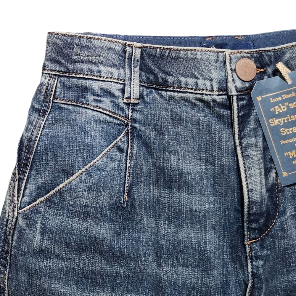 Democracy Utility Cargo Jeans Straight Leg Cuffed Hem High-rise Ab Solution 4 - Picture 8 of 12